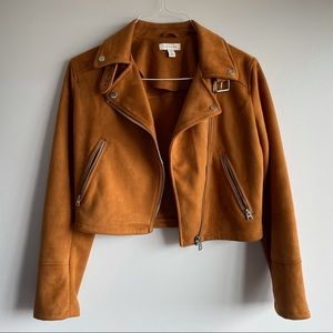 Topshop Faux Suede Biker Jacket